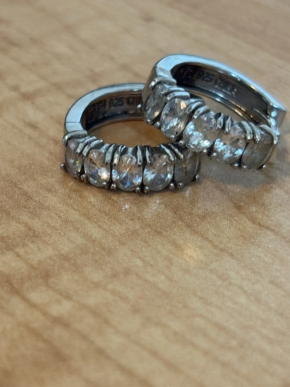 sterling Silver Crystal Huggie Earrings - Home Storage & Organization Accessory